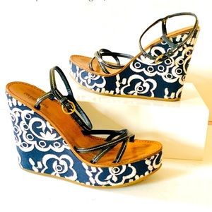 EUC embroidered Miu Miu wedges